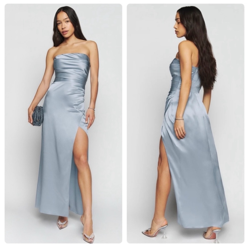 Reformation Barrow Silk Dress - Mineral Blue NWT